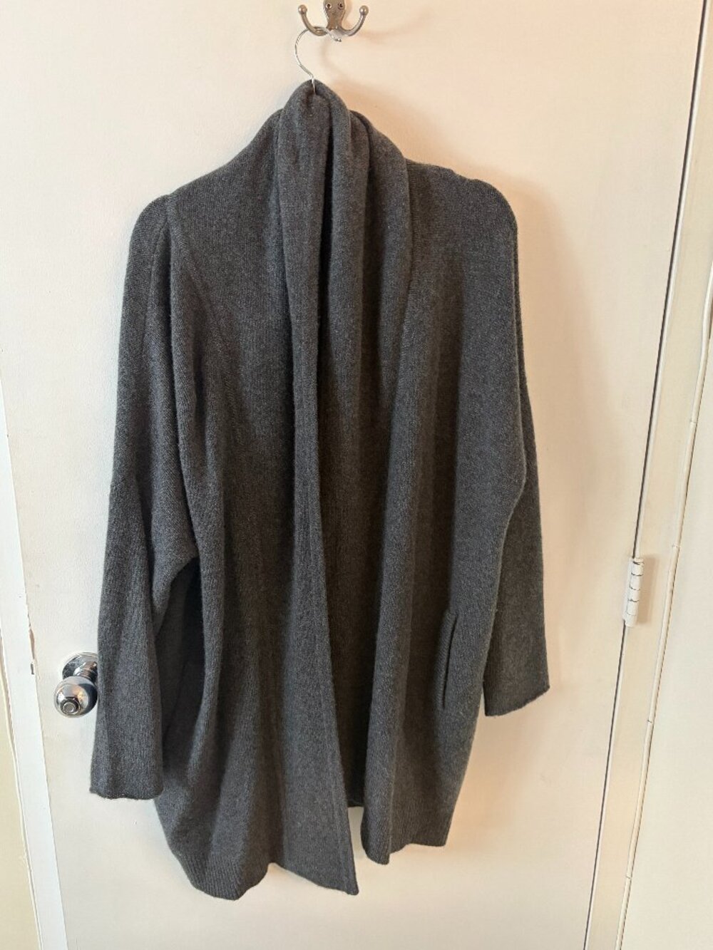 NakedCashmere Grey Longline Cardigan with Pockets - Size Small